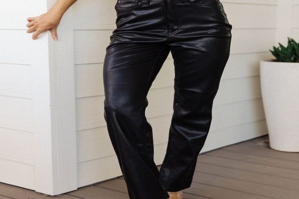 Black leather jeans