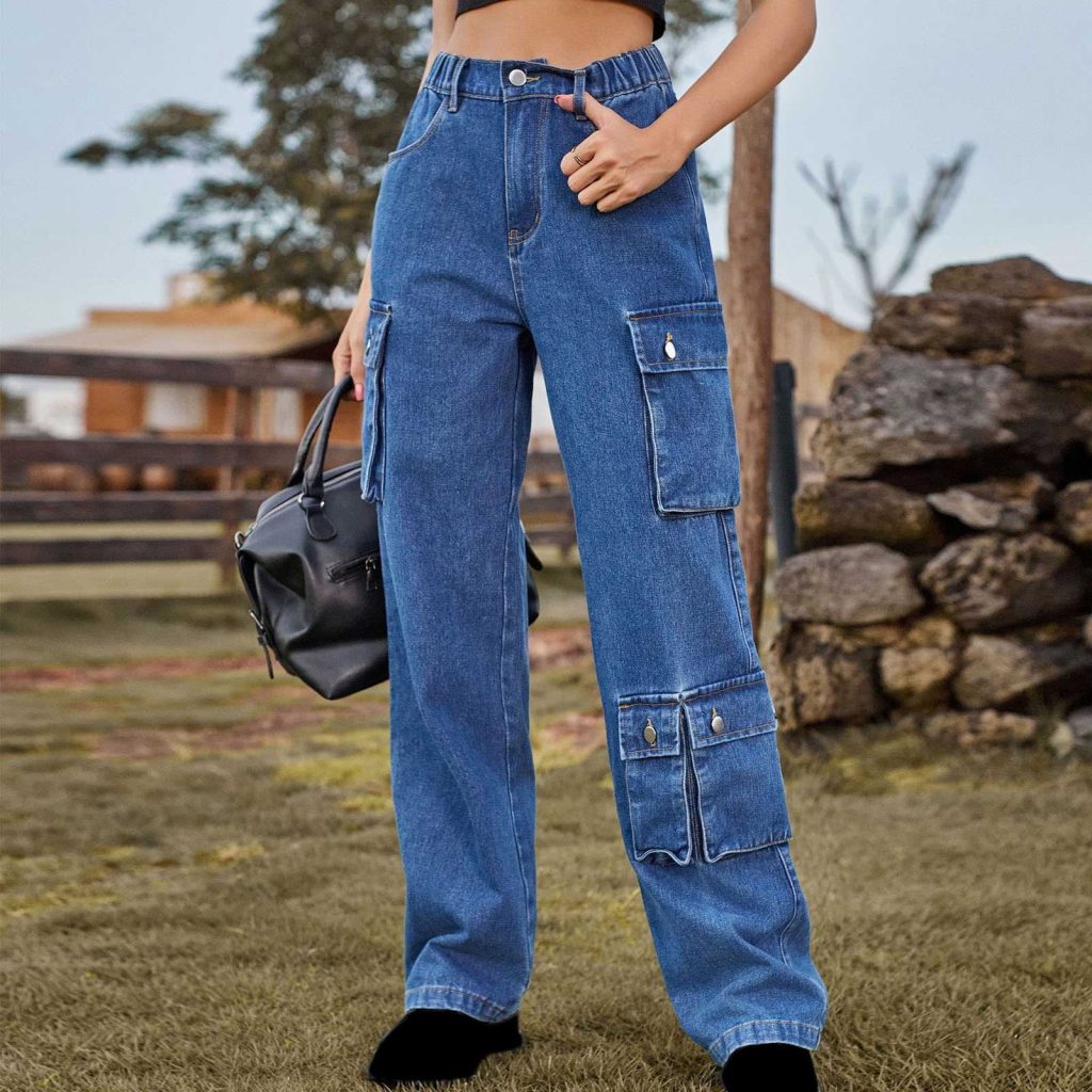 High waisted baggy jeans