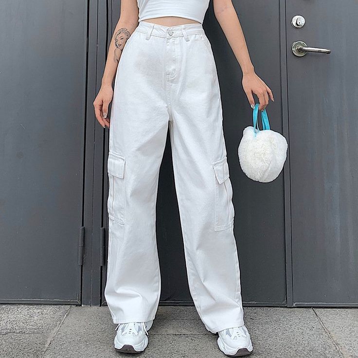 White baggy jeans