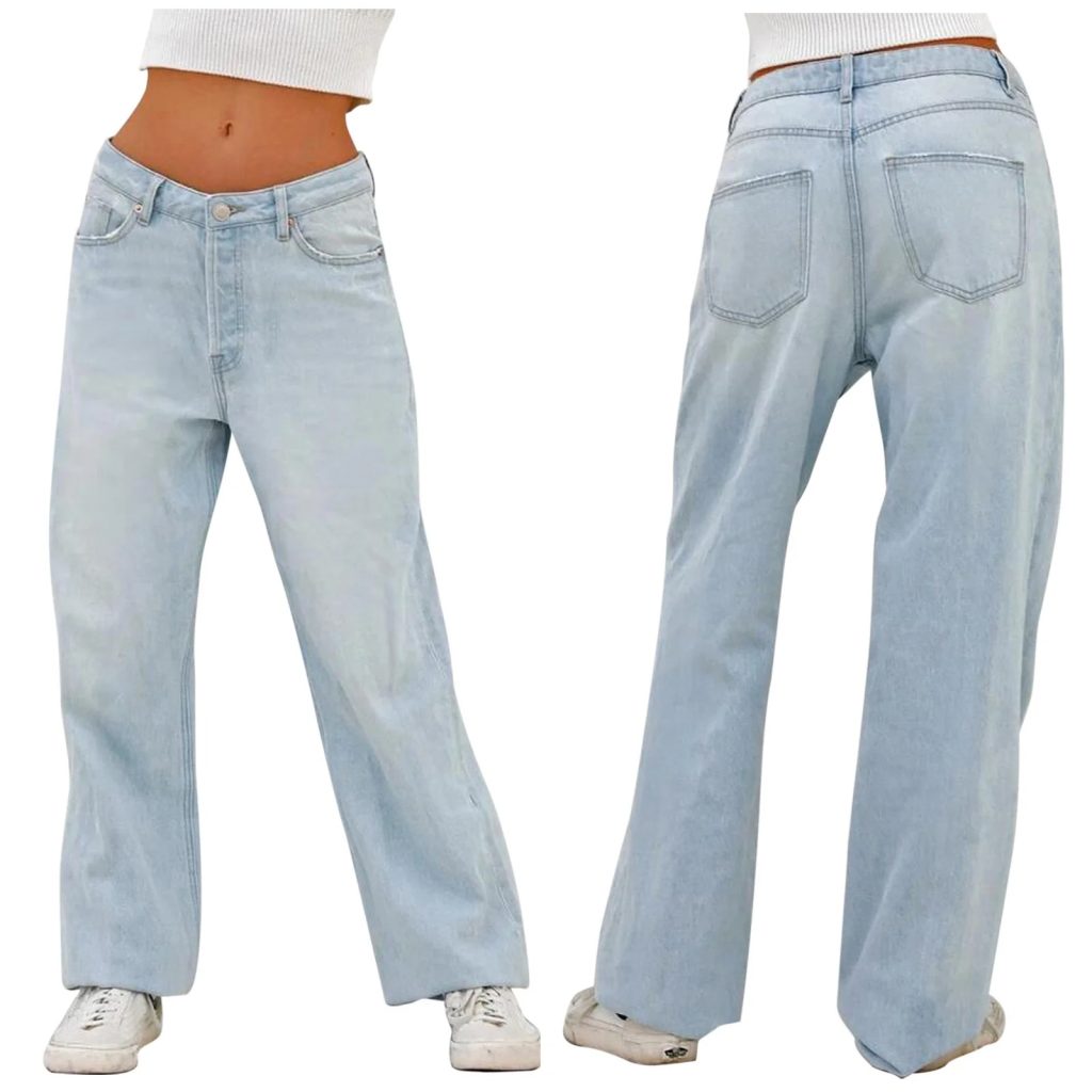 Baggy light blue jeans