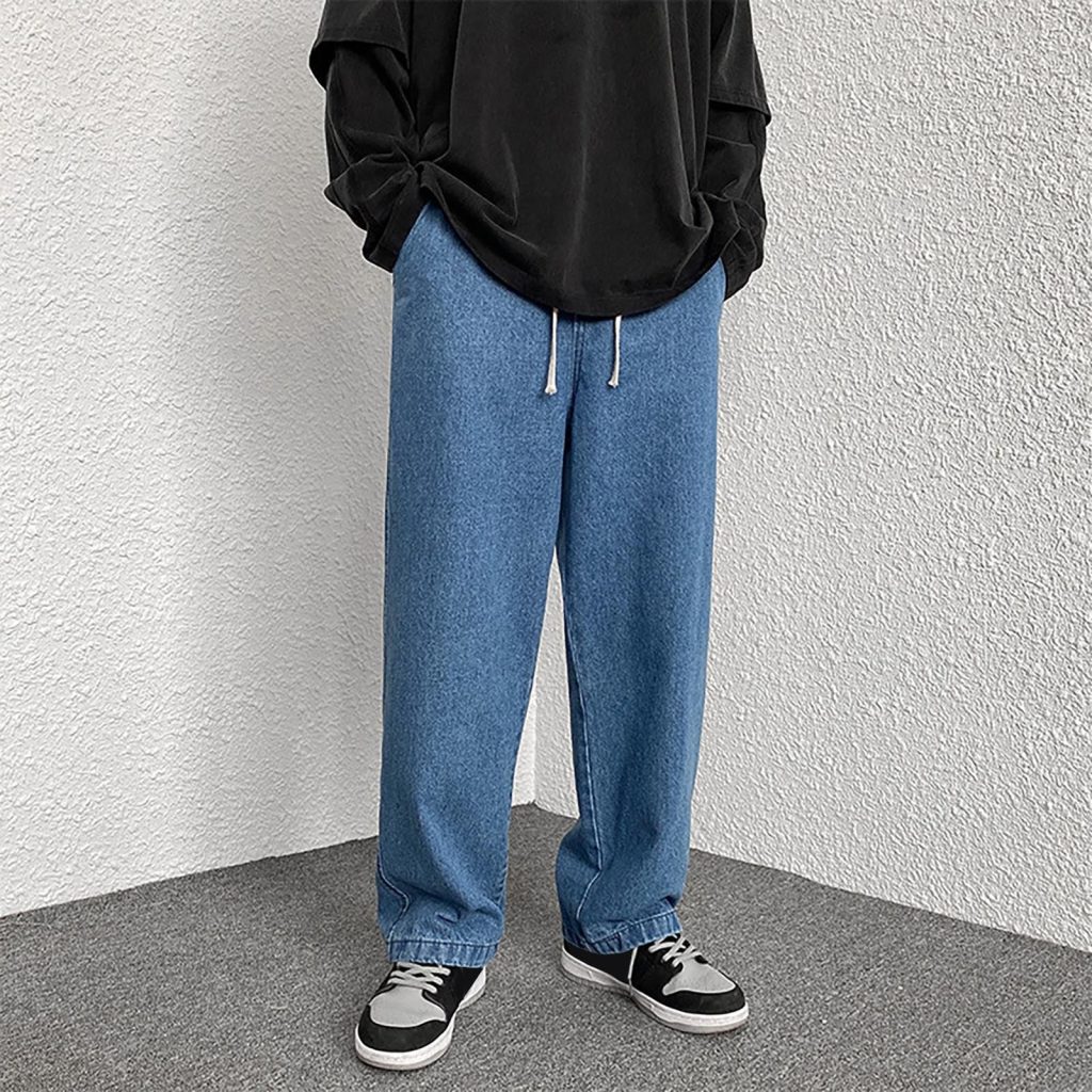 dark blue baggy jeans