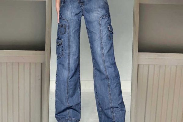 dark blue baggy jeans