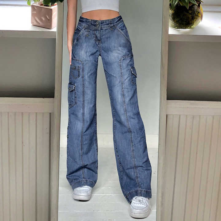 dark blue baggy jeans