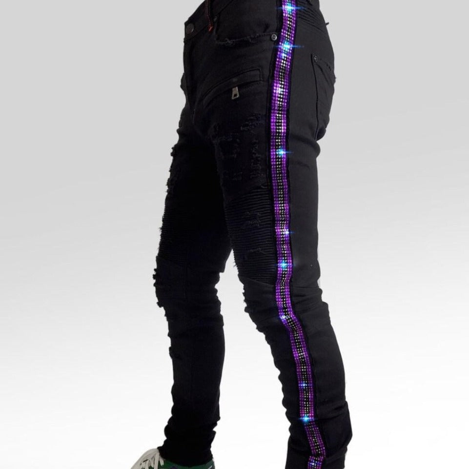 black purple jeans