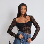 crop top over long sleeve shirt