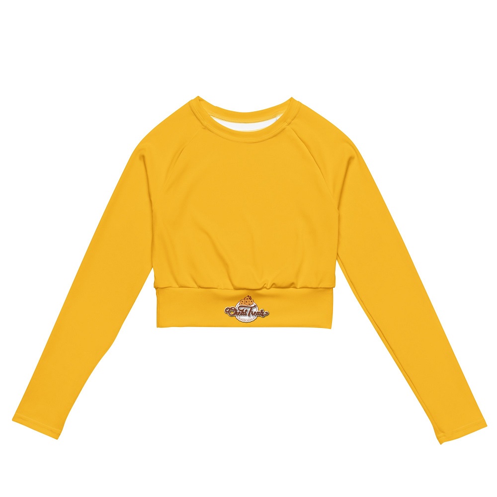 crop top over long sleeve shirt