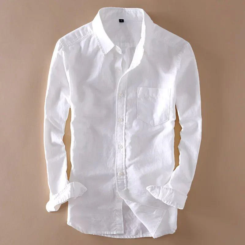 white linen button up shirt